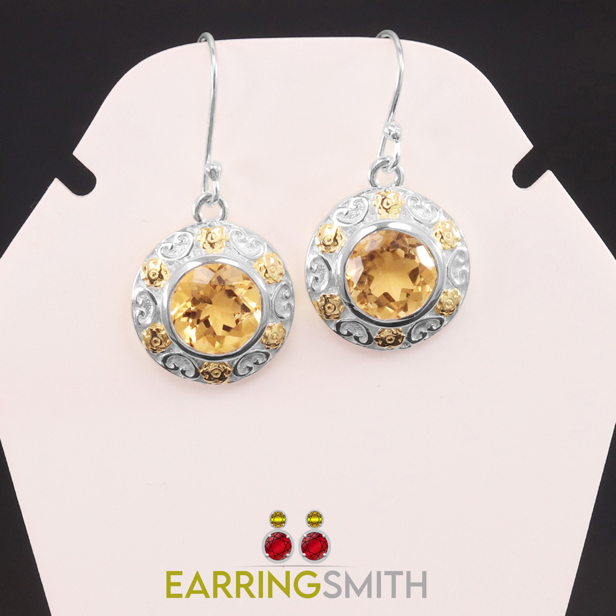 Details about   18K Gold Plated 925 Sterling Silver Citrine Gemstone Jewelry Drop Earrings 