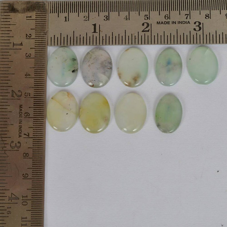 Natural polish finished cabochon chrysoprase 9 pcs 15 mm x 20 mm oval gemstone total weight 80 carat