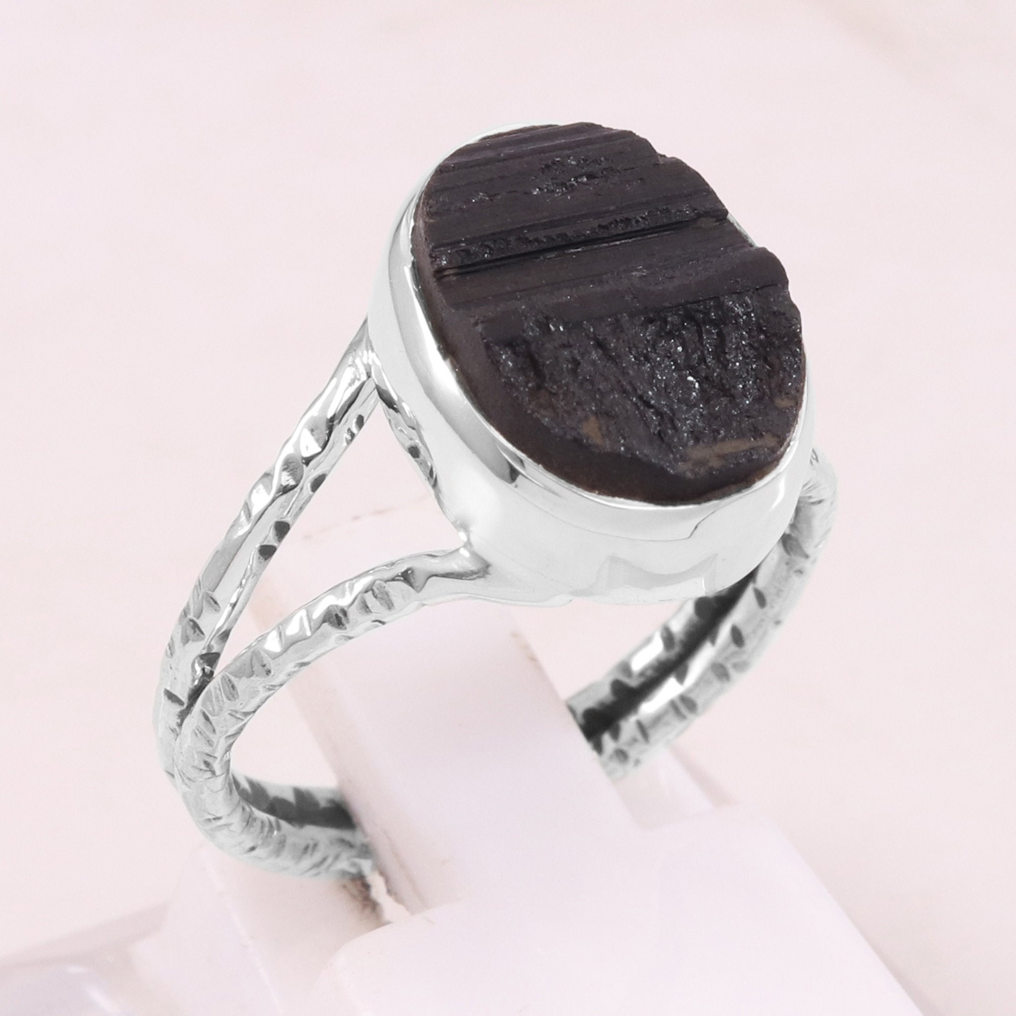 Black Tourmaline Ring-raw Black Tourmaline Sterling Silver - Etsy Hong Kong