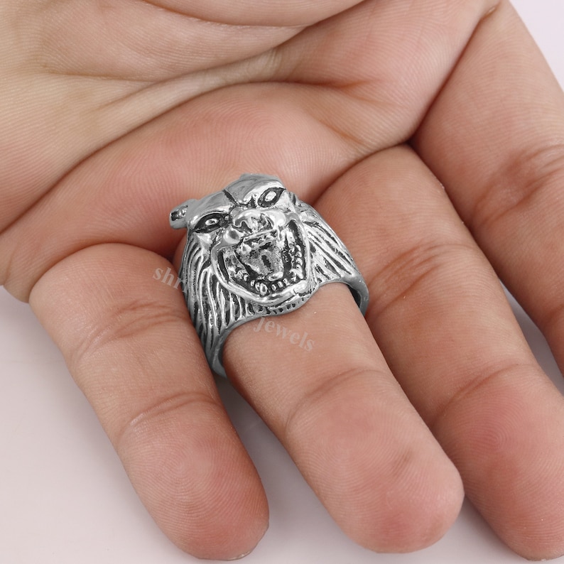 Gift Jewelry Birthday Ring Unisex Designer Ring Silver Plated Boho Ring Antique Open Mouth Lion Silver Spoon Ring Protection Ring