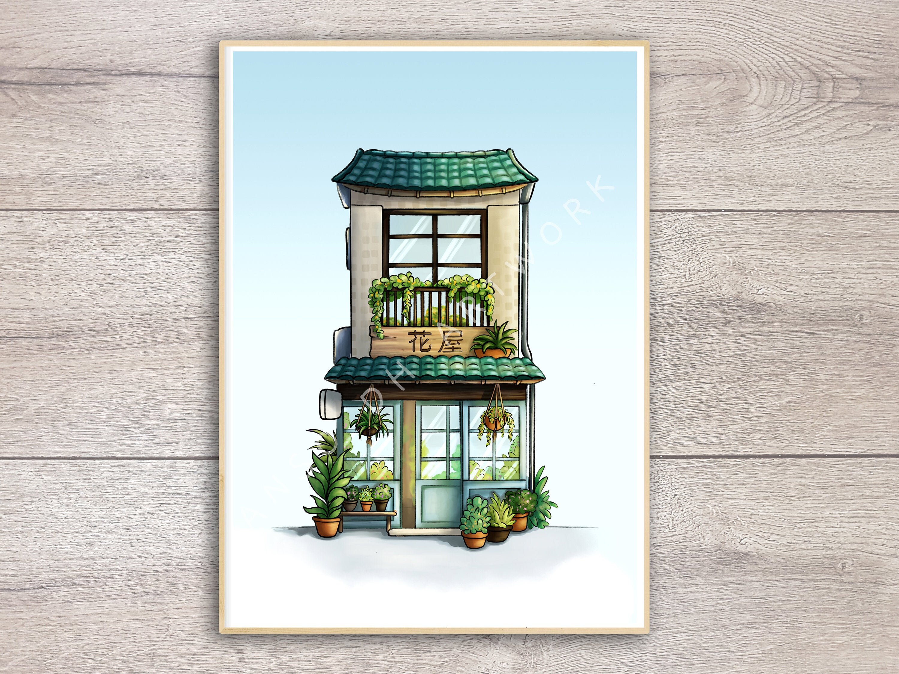 Flower Shop Hanaya 花屋 Illustration A5 Art Print Wall Etsy Singapore