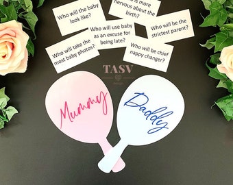 Baby Shower Game Paddles & Question Cards (optional)