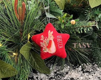 Personalised Velvet Star Christmas Tree Decoration