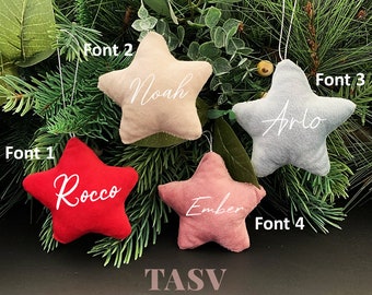 Personalised Velvet Star Christmas Tree Decoration