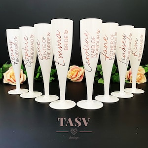 White 175ml Biodegradable Plastic Champagne Flutes