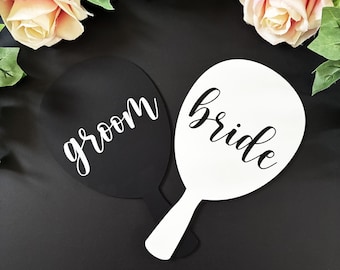 Bride/Groom Wedding Game Paddles and Question Cards (Optional)