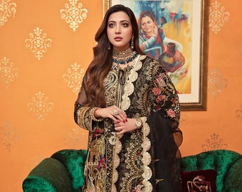 Pakistani Original Bin Saeed Designer Embroidered Organza Dress Size(large) - Etsy Pakistani Original Bin Saeed Designer Embroidered Organza Dress Size(large) - Etsy