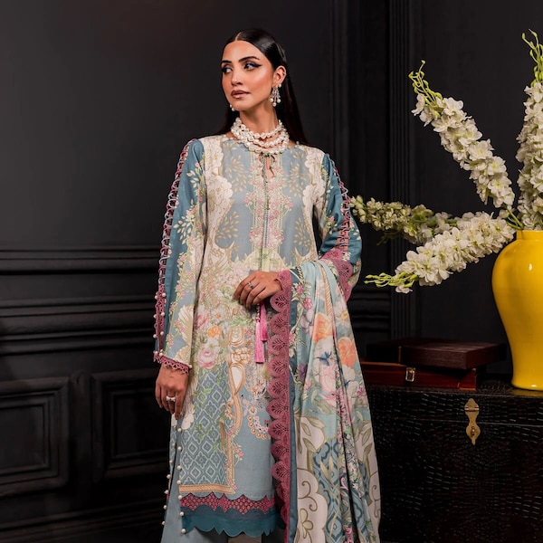 Brand New Original Firdous Printed Pakistani Salwar Kameez Dress Suit Stitched Linen Fashion Free Shipping Fancy Eid Winter Fall Design