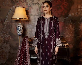 Ready to Ship Brand New Original Pakistani Velvet 2 piece dress Adans libas Stitched Small Medium Large size Designer Fashion Latest Winter