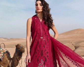 Brand New Original Pakistani Marib Luxe Lawn D-2504-A Summer Fancy Wedding Free Shipping  Designer Baroque Asim Jofa Sana Safinaz