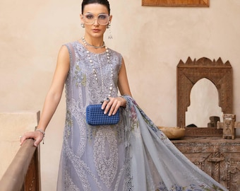Brand New Original Pakistani Marib Luxe Lawn D-2509-B Summer Fancy Wedding Free Shipping  Designer Baroque Asim Jofa Sana Safinaz
