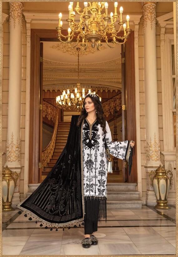 chinese dress ladies Maria B DL-812-Black Linen Collection 2020 – Sara Clothes
