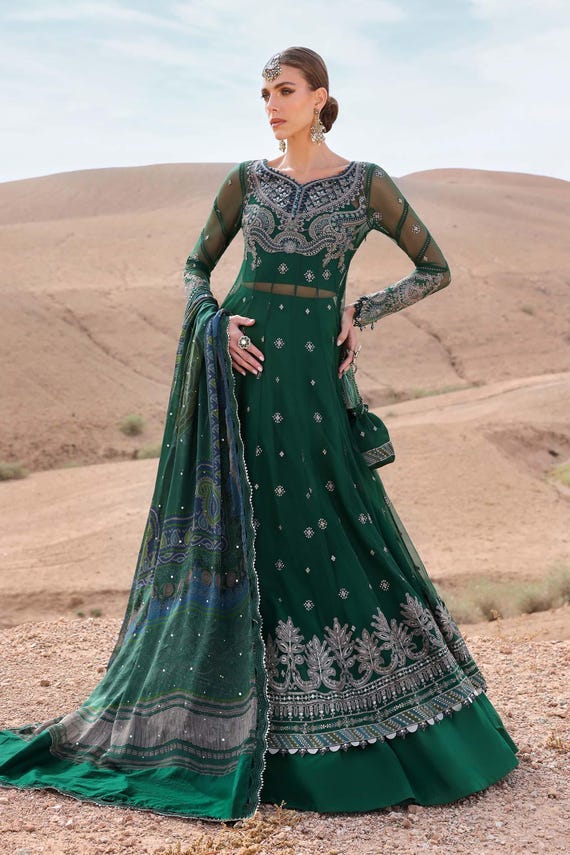 slim fit dress slacks AJIZL-07 – Buy Asim Jofa Green Cotton Silk Embroidered Wedding Suit –  Pakistani Moda main image 1