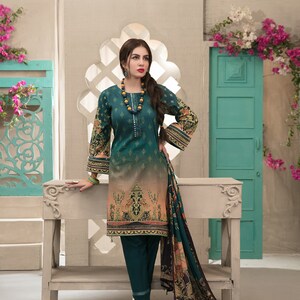 Brand new Pakistani Original Lawn Printed Dress Embroidered Neckline Small Medium Large Free Shipping Designer Branded Maria B Asim Jofa