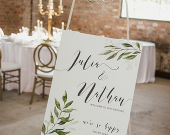 Wedding Welcome Sign - Lace Leaf