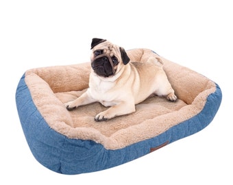 Gray Rectangular Soft Warming Dog Bed with Removable Pad Polyester Memory Foam Bed for Resting Calming Sleeping for Small Medium Large Dogs