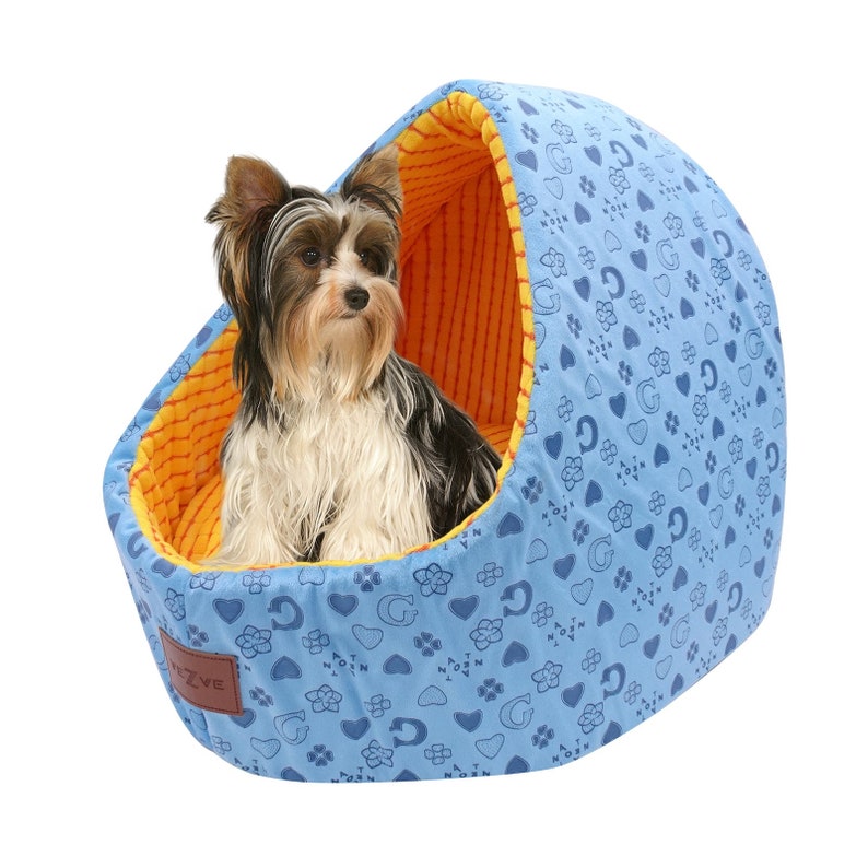 VEZVE Blue Cocoon Soft Pet Dog Bed with Removable Cushion Etsy
