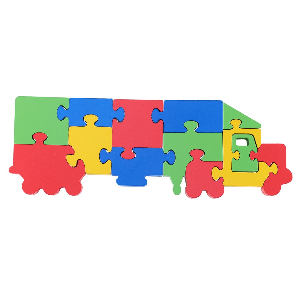 Wooden Puzzle for Kids Rainbow Car Lorry Truck Jigsaw Puzzle Etsy