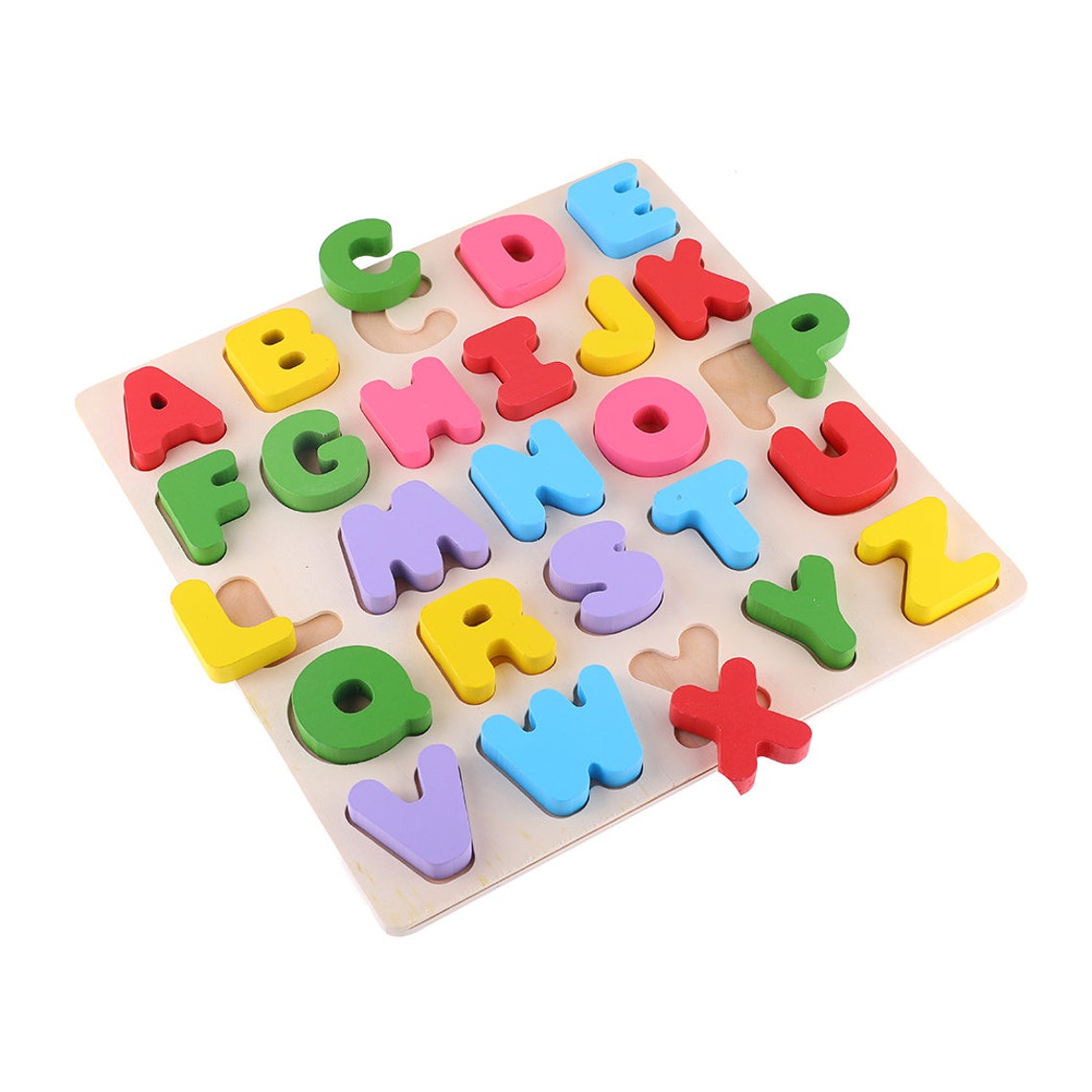 Alphabet Letters Puzzles ABC Wooden Rainbow Color Board Game | Etsy