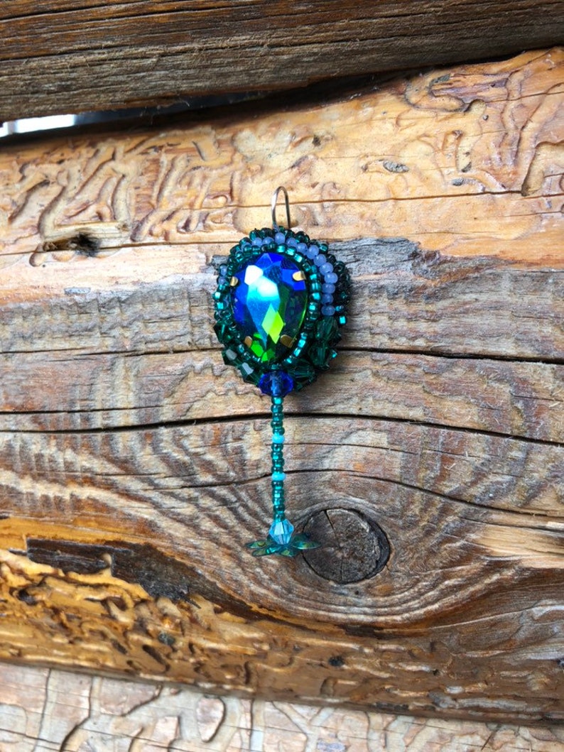Green mono earring trendy single earring