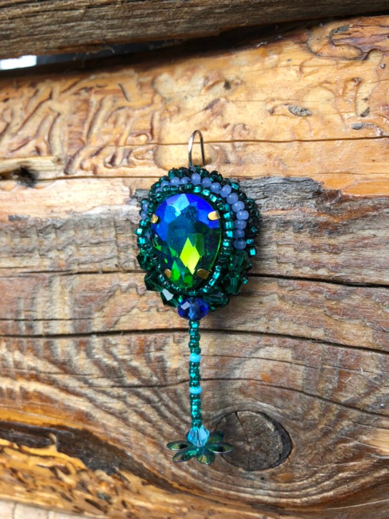 Green mono earring trendy single earring