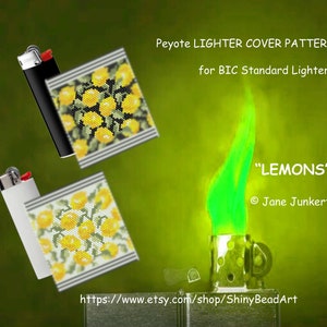 Peyote LIGHTER Cover Pattern LEMONS for Standard BIC Lighters (Maxi) / Pdf-Datei English