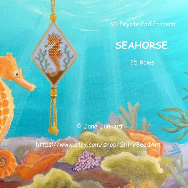 SEAHORSE / 3D Peyote Pod Pattern / pdf ENGLISH / with many Graphics and Word Chart