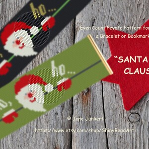 SANTA CLAUS / Even-Count Peyote Bracelet or Bookmark Pattern / Pdf ENGLISH / Peyote Bracelet Design / with graphics and word chart