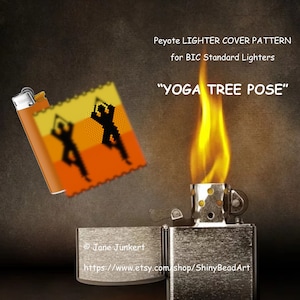 YOGA Tree Pose / Peyote LIGHTER Cover Pattern for Standard BIC Lighters (Maxi) / Pdf-Datei English