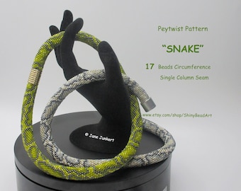 SNAKE /Peyote with a Twist - not crochet / Peytwist / pdf ENGLISH / Pwat / Pattern / Tutorial with word chart