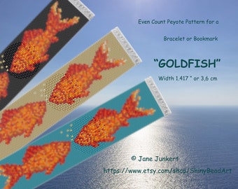 GOLDFISH / Even-Count Peyote Bracelet or Bookmark Pattern / Pdf ENGLISH / Peyote Bracelet Design / with graphics and word chart