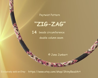 ZIG-ZAG / Peyote with a Twist not Crochet Pattern / Peytwist Pattern / Pwat Pattern / pdf ENGLISH / Tutorial with word chart