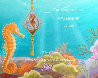SEAHORSE / 3D Peyote Pod Pattern / pdf ENGLISH / with many Graphics and Word Chart