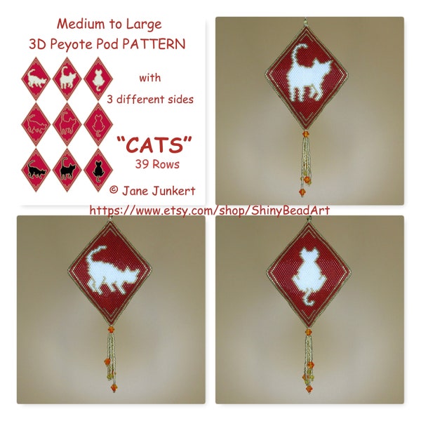 CATS / 3D Peyote Pod Pattern with 3 different Sides / pdf English / with Graphics and Word Chart
