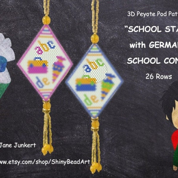 SCHOOL START with German 'SCHULTÜTE' / 3D Peyote Pod Pattern / pdf English / with many Graphics and Word Chart