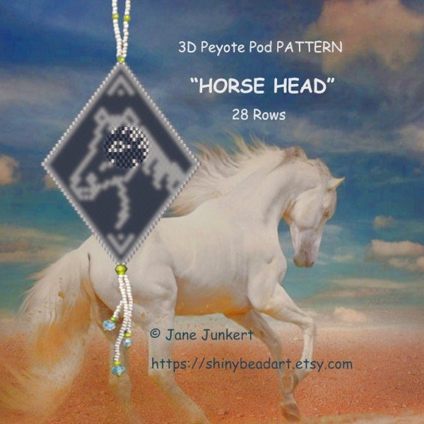 HORSE HEAD / 3D Peyote Pod Pattern / pdf English / with many Graphics and Word Chart