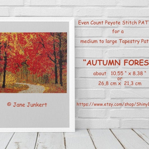 AUTUMN FOREST / Medium to Large Peyote Tapestry Pattern / Peyote Bead Picture /  Pdf ENGLISH / Bead Pattern / Panel Beading Pattern