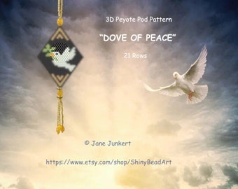 DOVE OF PEACE / Small 3D Peyote Pod Pattern / pdf English / with Color Scheme, many Graphics and Word Chart