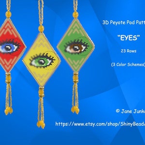 EYES / 3D Peyote Pod Pattern / pdf ENGLISH / with 3 Color Schemes and many Graphics and Word Chart