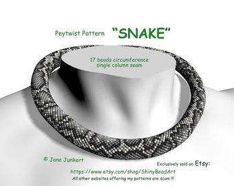 SNAKE /Peyote with a Twist - not crochet / Peytwist / pdf ENGLISH / Pwat / Pattern / Tutorial with word chart