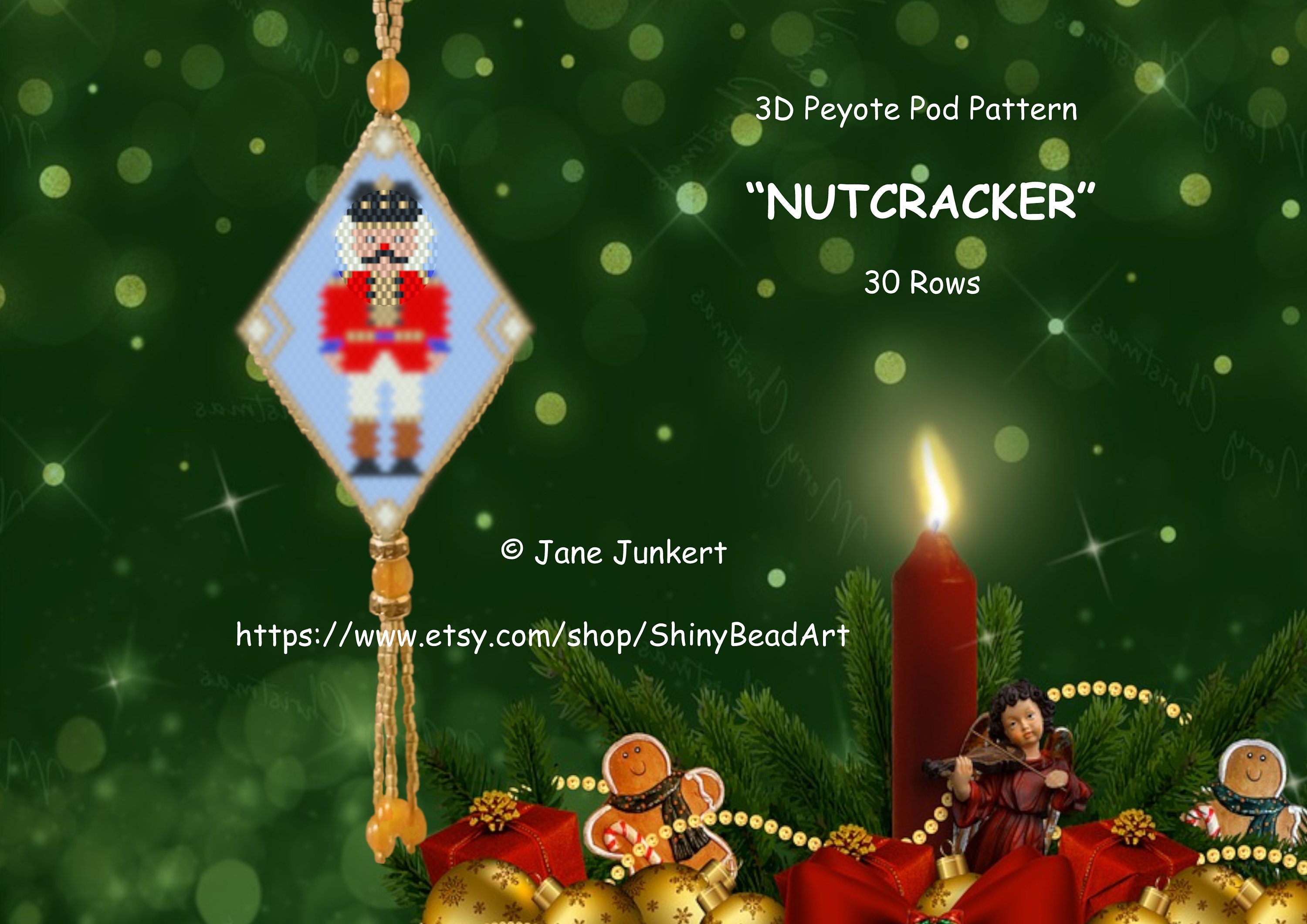 NUTCRACKER / 3D Peyote Pod Pattern / pdf ENGLISH / with many Graphics and Word Chart