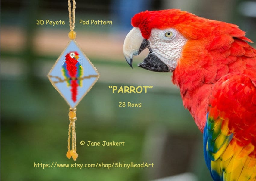 PARROT MACAW 3D Peyote Pod Pattern Pdf English With Many