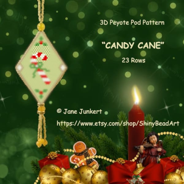 CANDY CANE / 3D Peyote Pod Pattern / pdf ENGLISH / with many Graphics and Word Chart