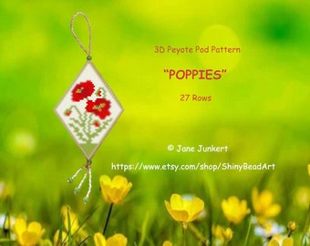 POPPIES / 3D Peyote Pod Pattern / pdf ENGLISH / with many Graphics and Word Chart
