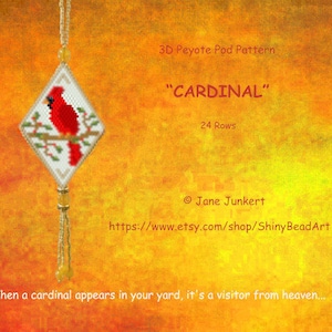 CARDINAL (Cardinal Bird) / Patrón de vaina de peyote 3D / pdf inglés / con gráficos y tabla de palabras