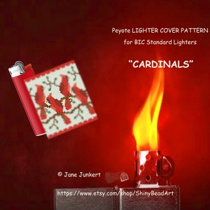 Peyote LIGHTER Cover Pattern CARDINALS for Standard BIC Lighters (Maxi) / Pdf-Datei English