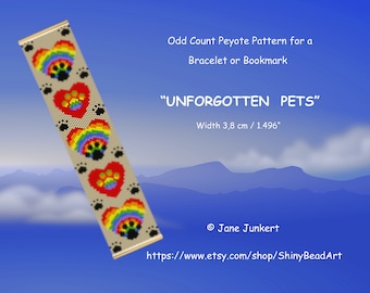 UNFORGOTTEN PETS / Odd Count Peyote Bracelet Pattern / Pdf ENGLISH / Peyote Bracelet Design / with graphics and word chart