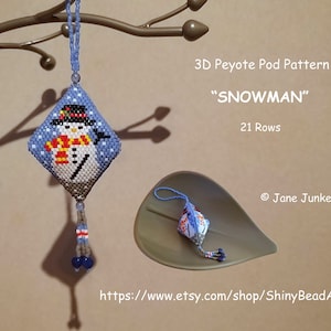 SNOWMAN / 3D Peyote Pod Pattern / pdf English / with many Graphics and Word Chart