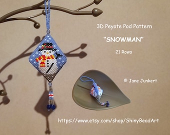 SNOWMAN / 3D Peyote Pod Pattern / pdf English / with many Graphics and Word Chart