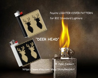 Peyote LIGHTER Cover Pattern DEER Head for Standard BIC Lighters (Maxi) / Pdf-Datei English